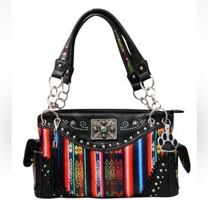 Western Origin Native Studded turquoise accent Concealed Carry Handbag